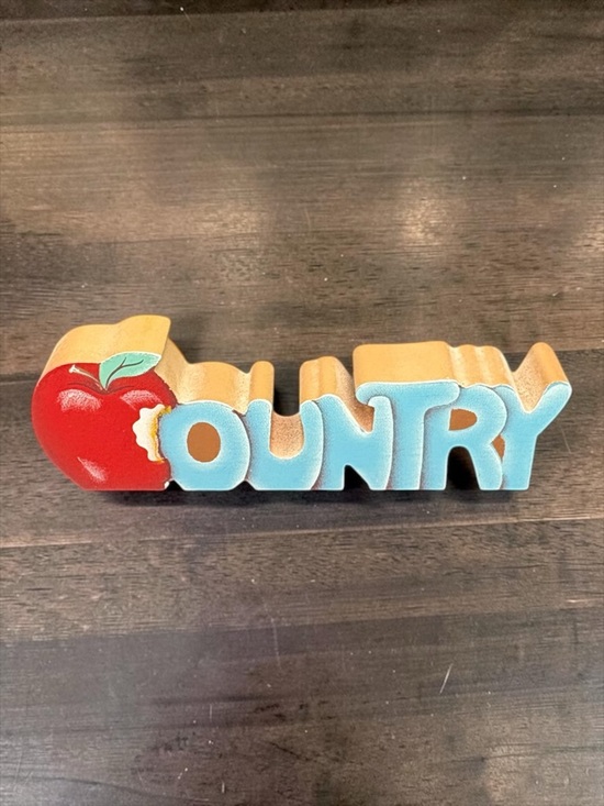 Vintage 1992 Wooden Country W/ Apple Cutout Small Table Top Decor EUC 4.75” x 2” - Picture 3 of 13